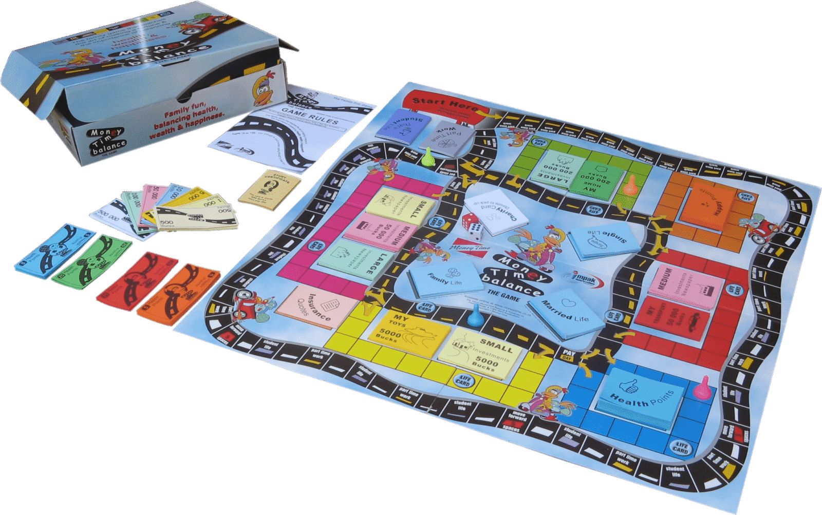 MoneyTime Balance Board Game and all play pieces
