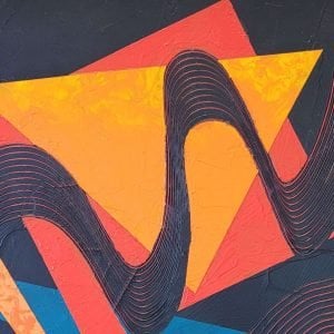 Close up of original acrylic painting with energizing colours