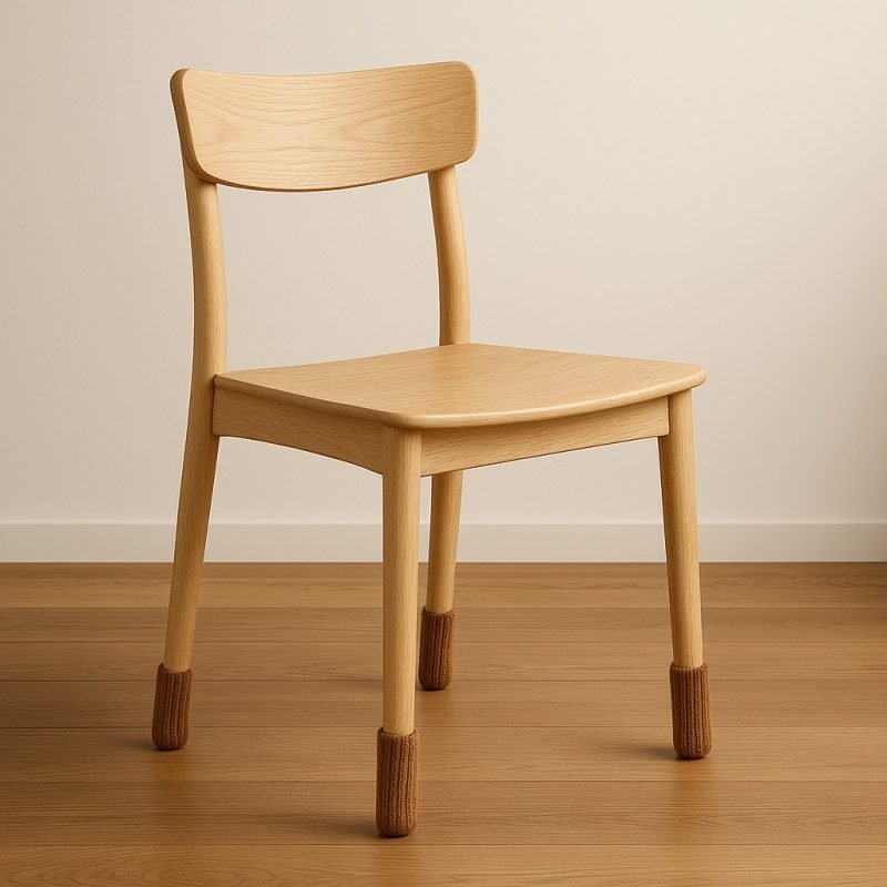 Chair with floor protector socks on every chair leg.