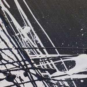 Black White Original Abstract Triptych Painting Close Up