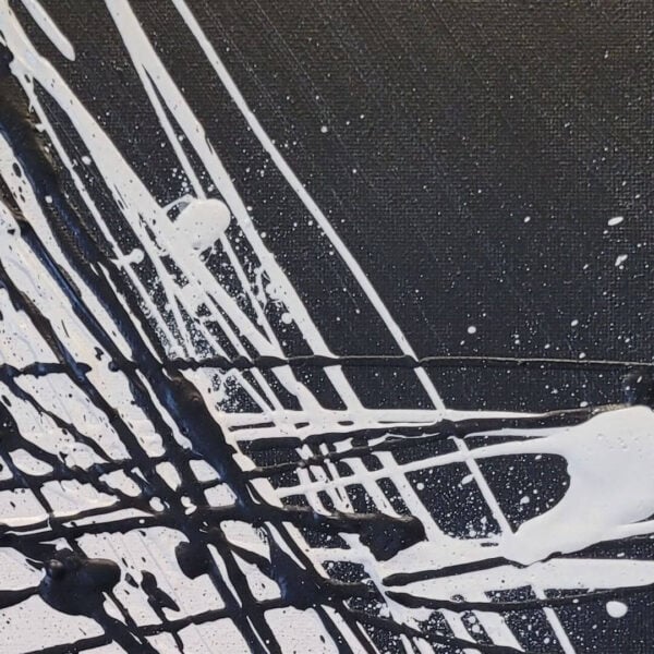 Black White Original Abstract Triptych Painting Close Up Black White Original Abstract Triptych Painting Close Up