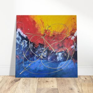 Vibrant Abstract Painting "Fiery Ice" | Original Art By Nanda | 20x20″ Acrylic On Canvas
