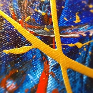 Fiery Ice original acrylic painting close-up