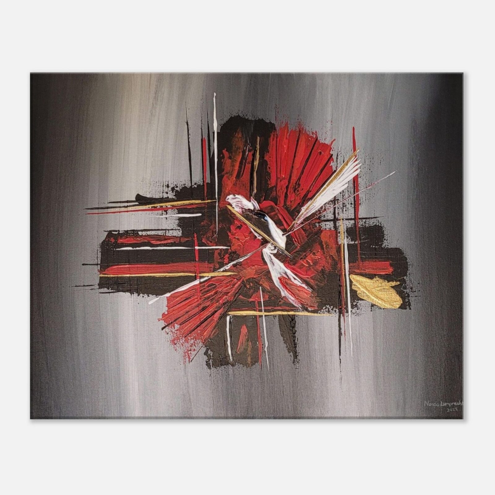 Fiery Passion Abstract Acrylic Painting on a Wall