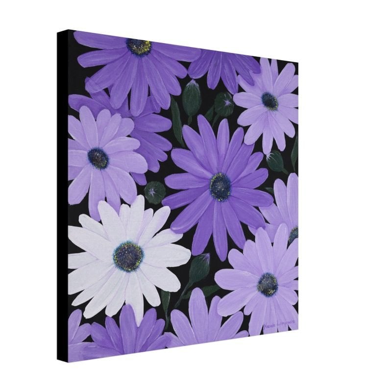 Side View of Purple Daisies Acrylic Painting
