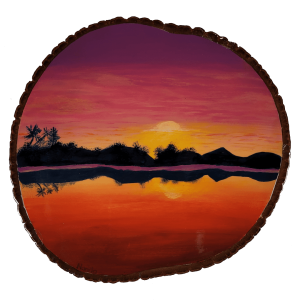 Sunset Reflections - Acrylic Painting on Wood Slice