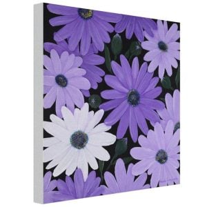 Purple Daisies Original Acrylic Painting Sideview