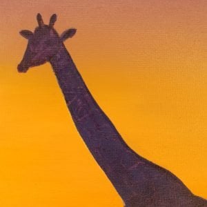 Sunset Giraffe original painting close up 1