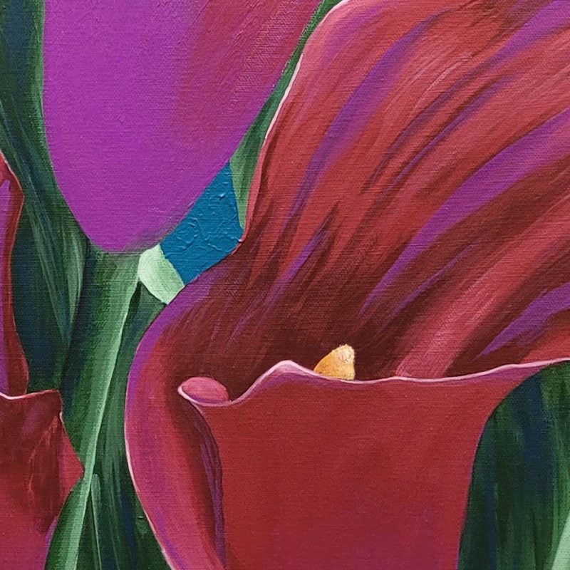 Close-up photo of the original Calla Lilies painting