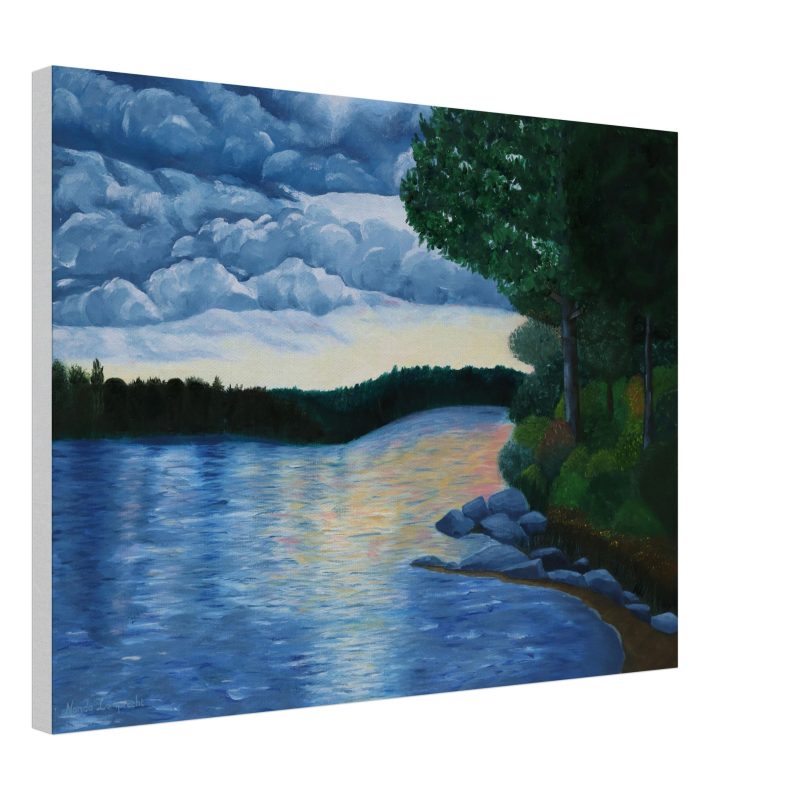 Storm Clouds Over Lake Painting "Silence Before The Storm" | Original Art By Nanda | 18×24″ Oil On Canvas – Algonquin - Image 7