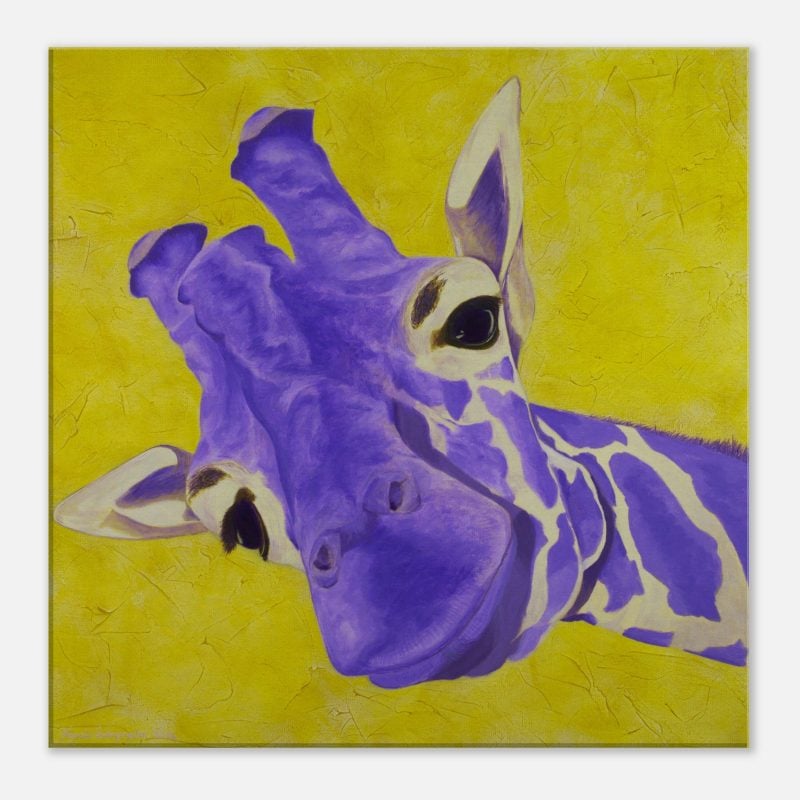 Giraffe Greetings Acrylic Painting on a Wall