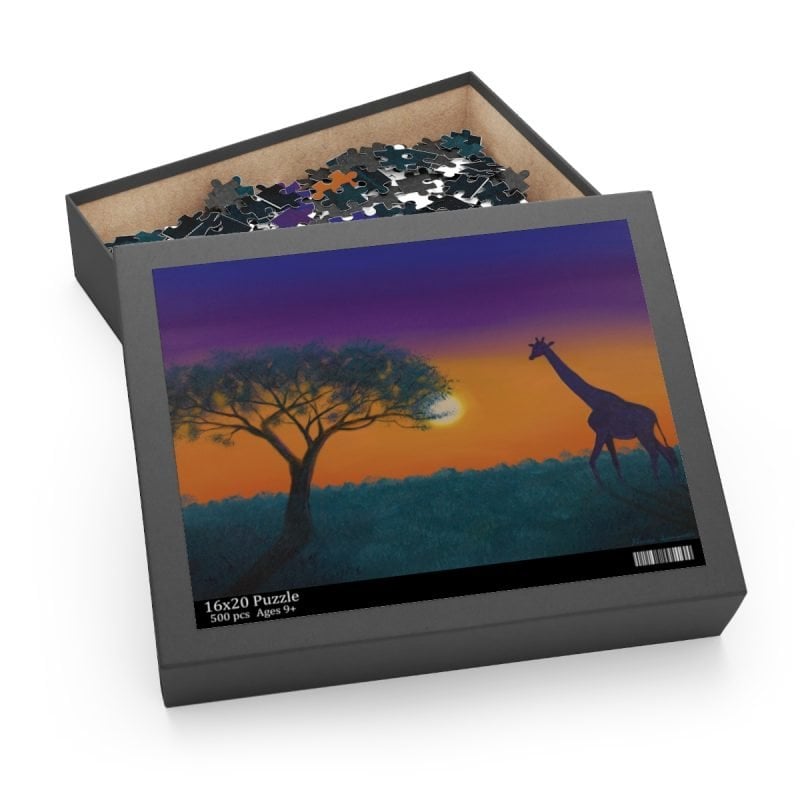 African Sunset Giraffe Puzzle - 500-Piece African Safari Jigsaw