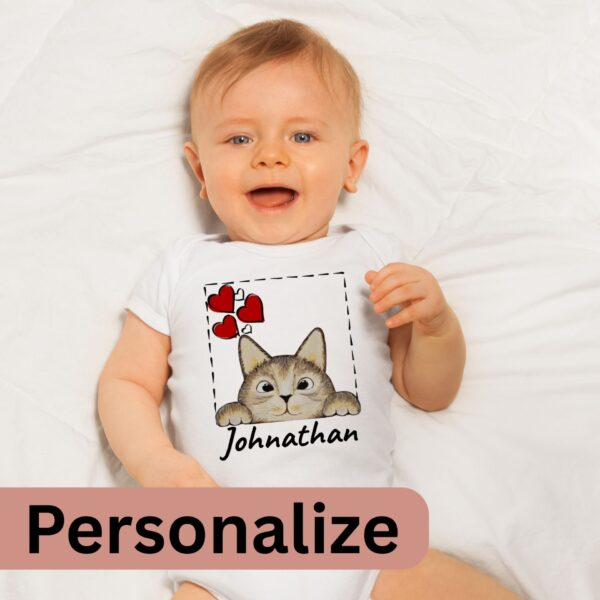 Cat Brown Love Personalize baby onsie on baby with customizable name Cat Brown Love Personalize baby onsie on baby with customizable name