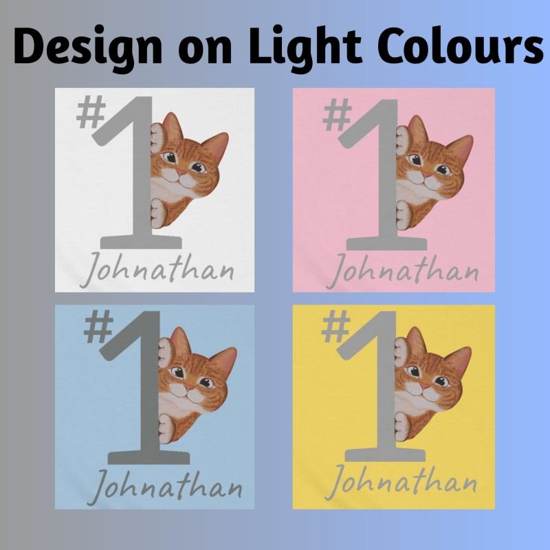 This shows how the designs looks like on the white, pink, light blue and butter coloured baby bodysuits.