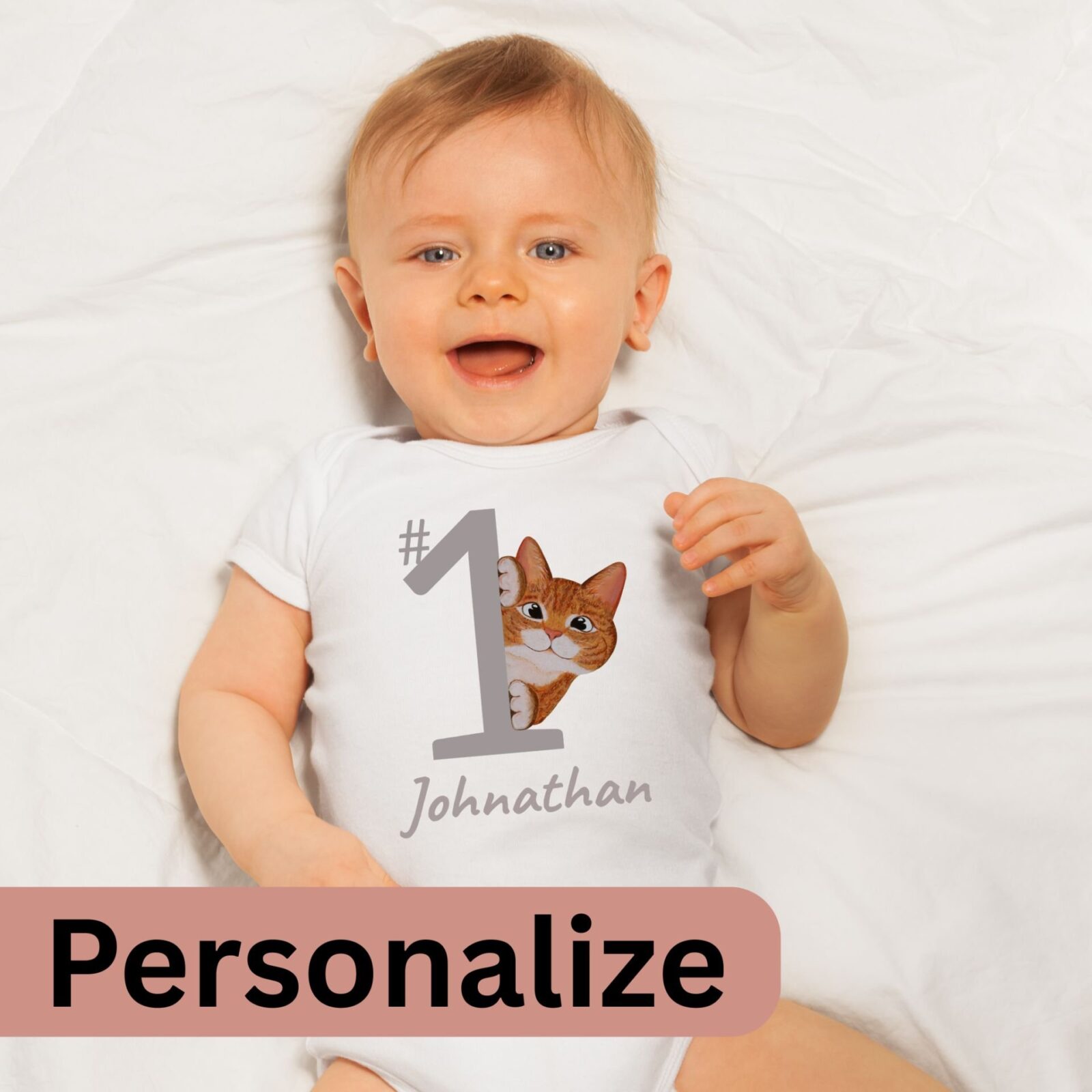 Ginger Cat Baby Bodysuit Personalize