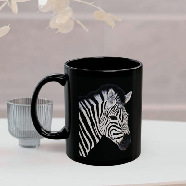 Black mug with zebra design