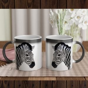 Zebra painting on heat sensative magic mugs