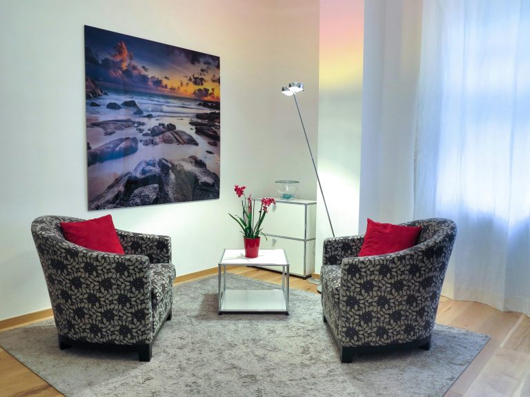 Seascape painting hanging on the wall