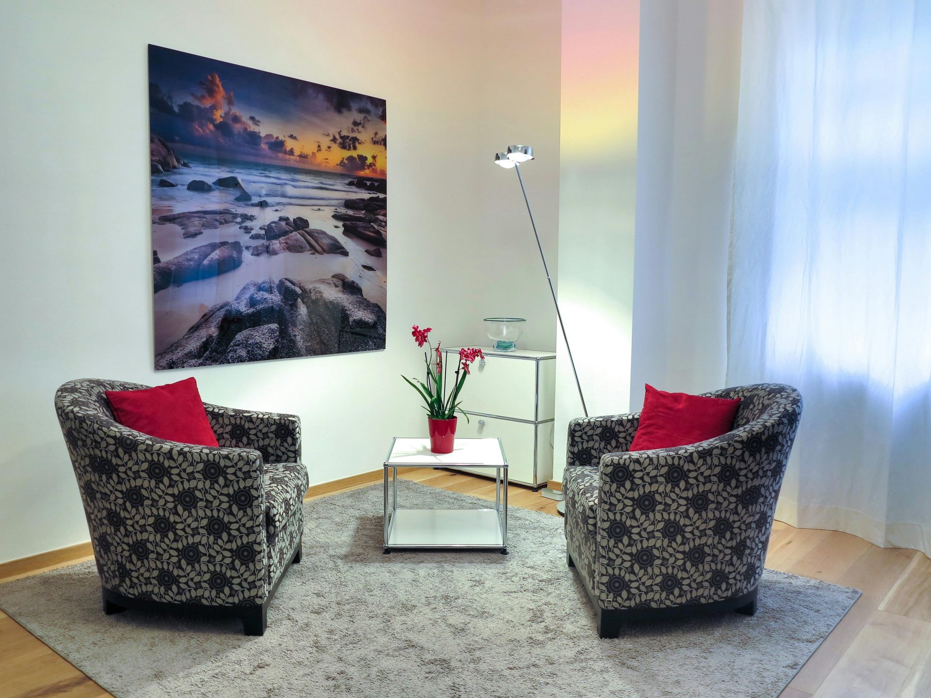 Seascape painting hanging on the wall