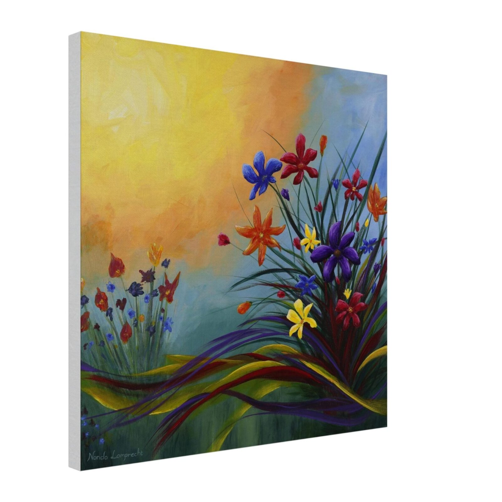 Side View of Flower Flurry Abstract Acrylic Painting