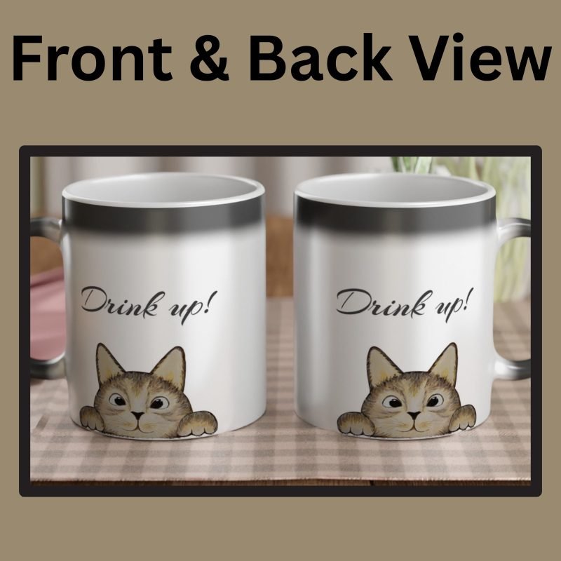 Magic Colour Changing Mug with Cat Print | Personalized Heat Reveal Coffee Cup Gift with Custom Text and Cute Brown Kitty Cat Design - Image 4