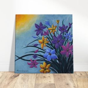 Floral Painting “Happy Days” | Original Art By Nanda | 14x14″ Acrylic On Canvas – Vibrant Bloom
