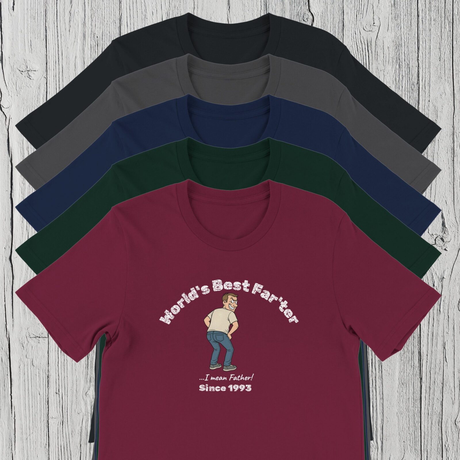 5 Colours for Worlds Best Farter Tshirt