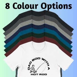 There are 8 colour options for the t-shirt: black, dark grey heather, athletic heather, navy, deep teal, forest, maroon and white.