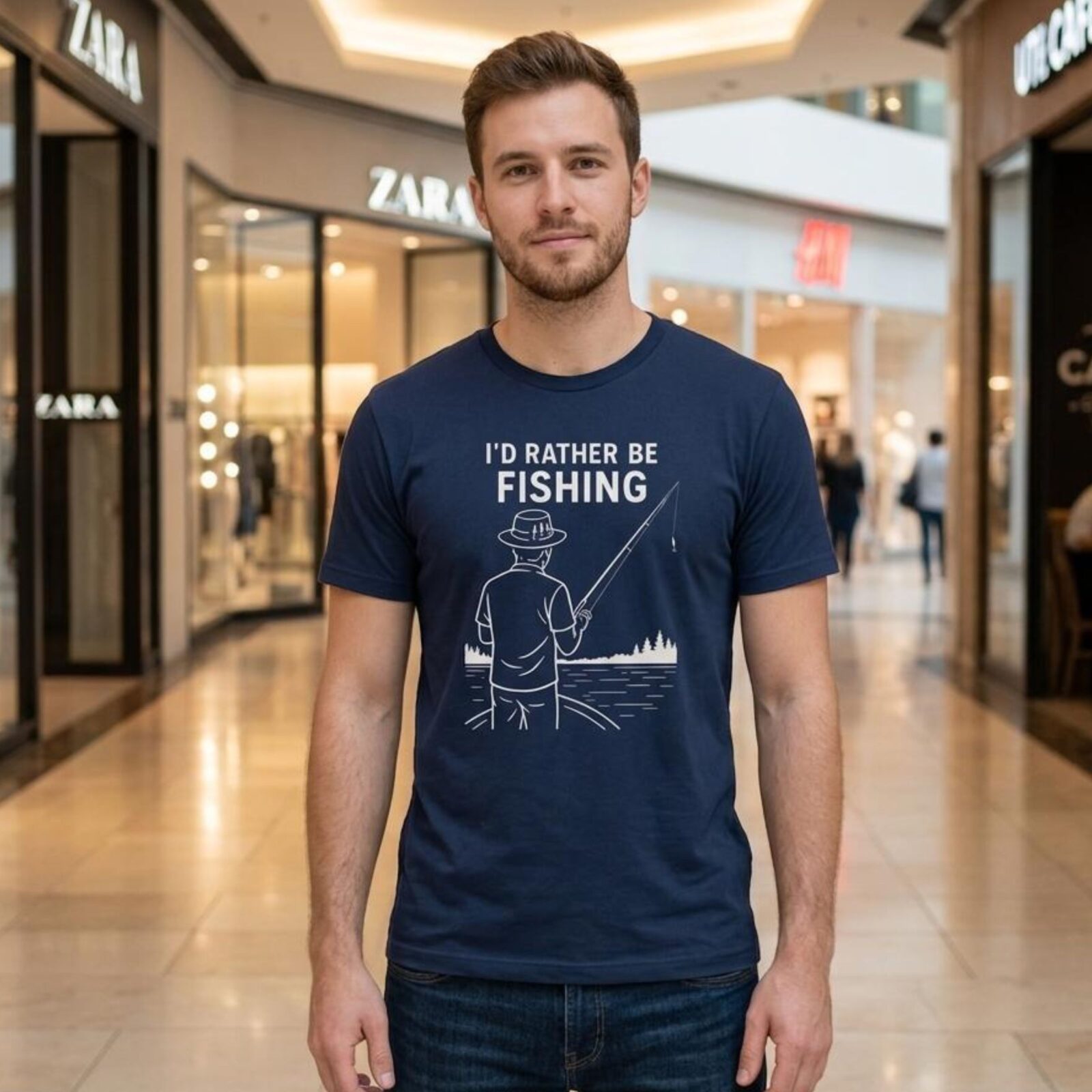 I'd rather be Fishing Tshirt Man Mall