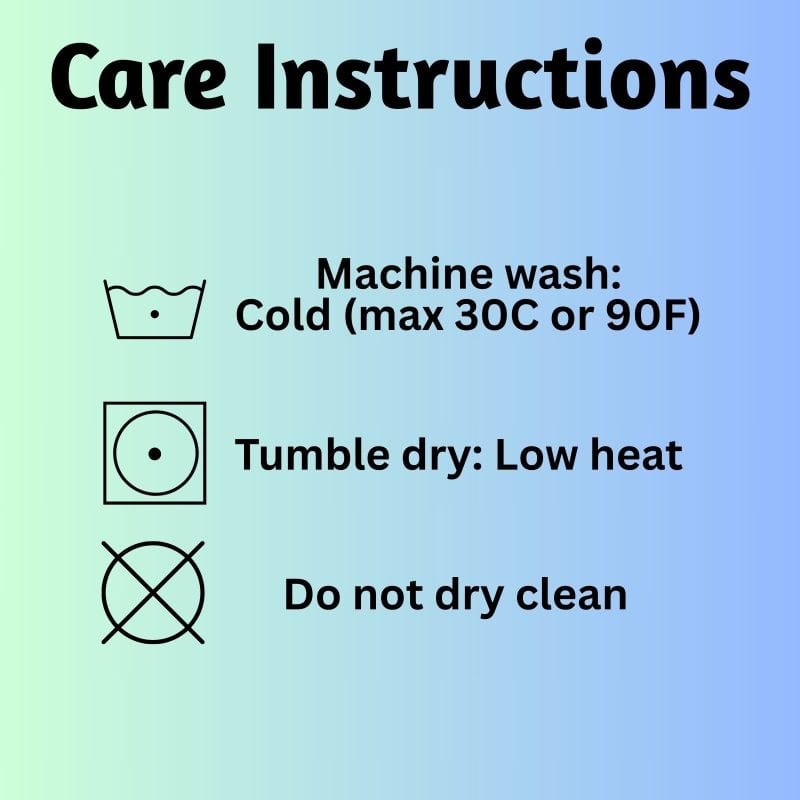 This t-shirt is machine washable with cold water and can be tumble dried on low heat. Do not dry clean.
