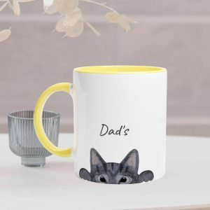 Personalized Cat Coffee Mug | Custom Text with Cute Grey Cat – Gift for Cat Lovers