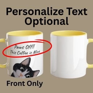 It is optional to add personalized text on the front side of the black cat mug.