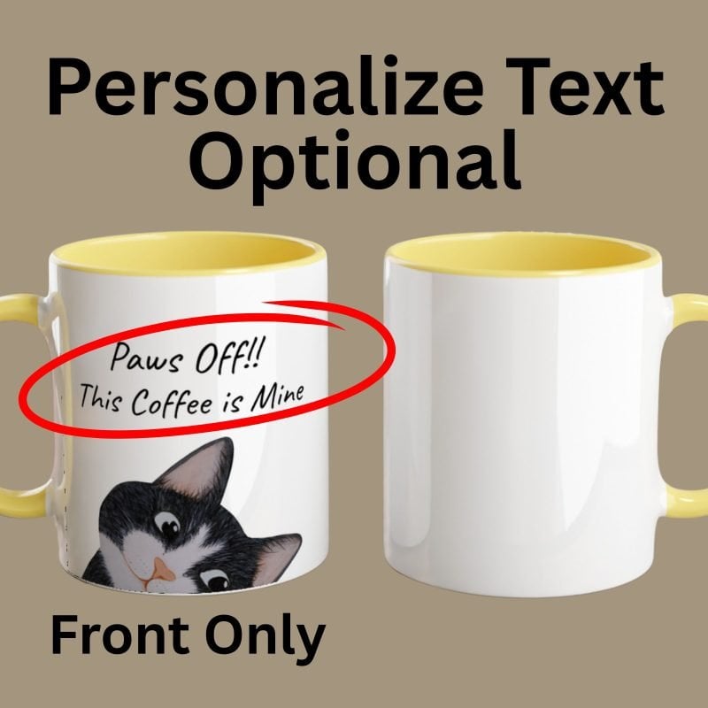 It is optional to add personalized text on the front side of the black cat mug.