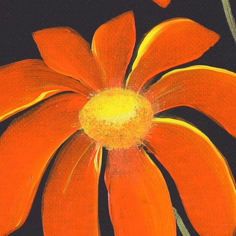 Floral Canvas Print “Fire Daisies” by Nanda | Modern Minimalist Wall Art | 16x16″ or 20x20″ - Image 2