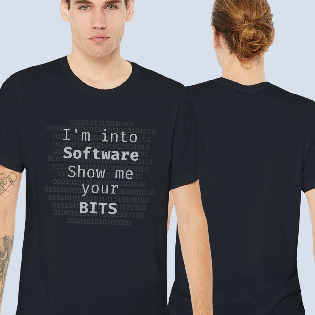 Front and back view of the t-shirt. The design is printed on the front of the t-shirt only.