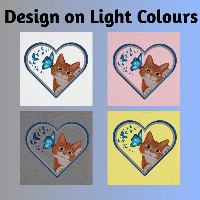 Ginger Cat Toddler T-Shirt | Personalized Cat Lover Gift | Cute Orange Kitten & Blue Butterfly Kids Shirt - Image 6