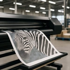 Canvas print factory busy printing a zebra artwork