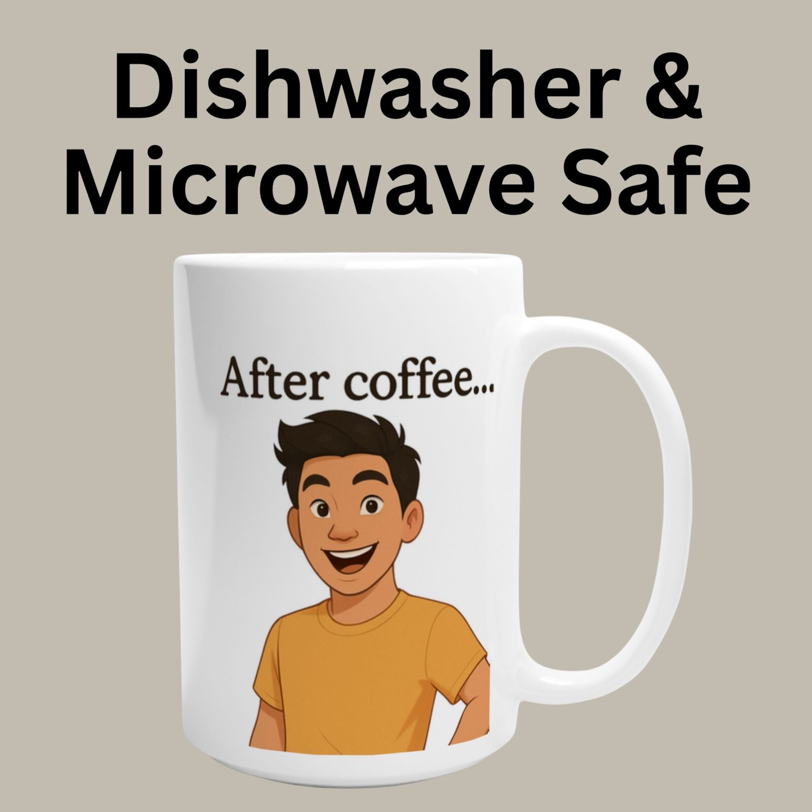 This before and after coffee Grim Reaper mug is dishwasher and microwave safe.