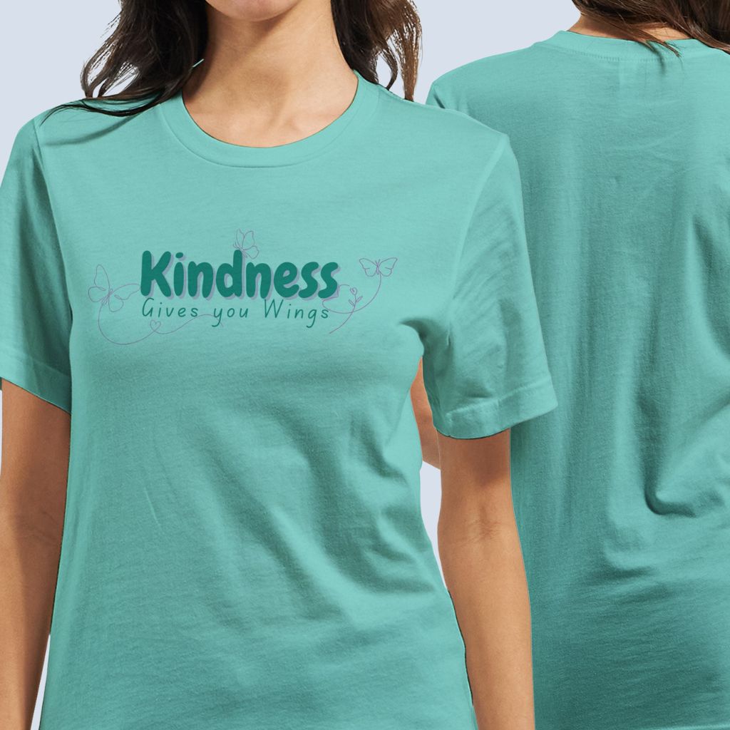 Front and back view of the t-shirt. The design is printed on the front of the t-shirt only.