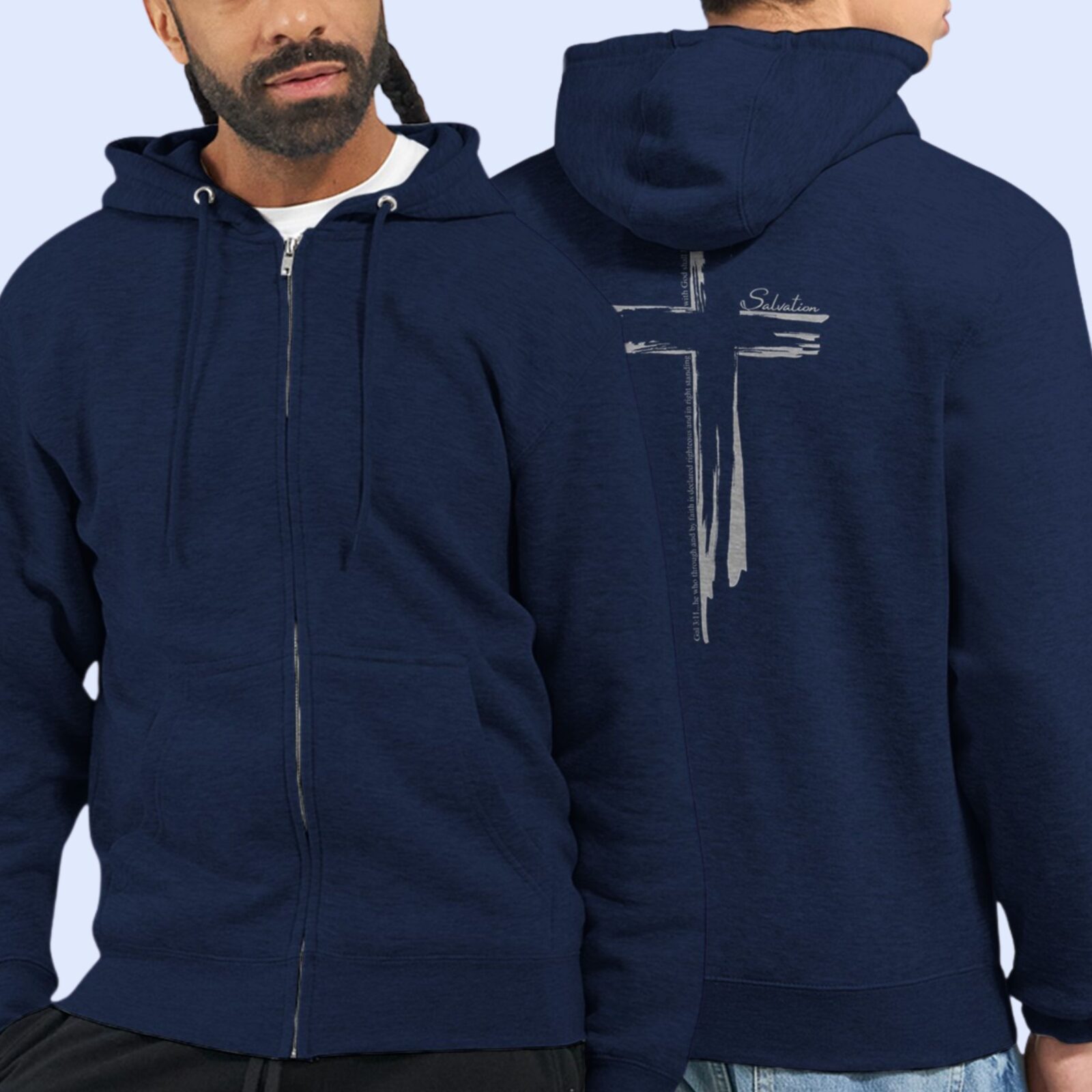 Men’s Christian Full Zip Hoodie – Salvation Cross Design