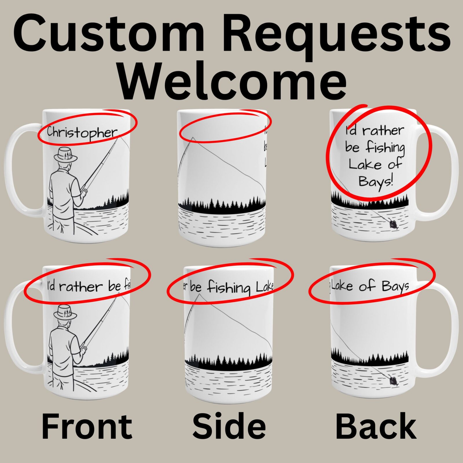 Custom Request for Id rather be fishing 15oz Mug