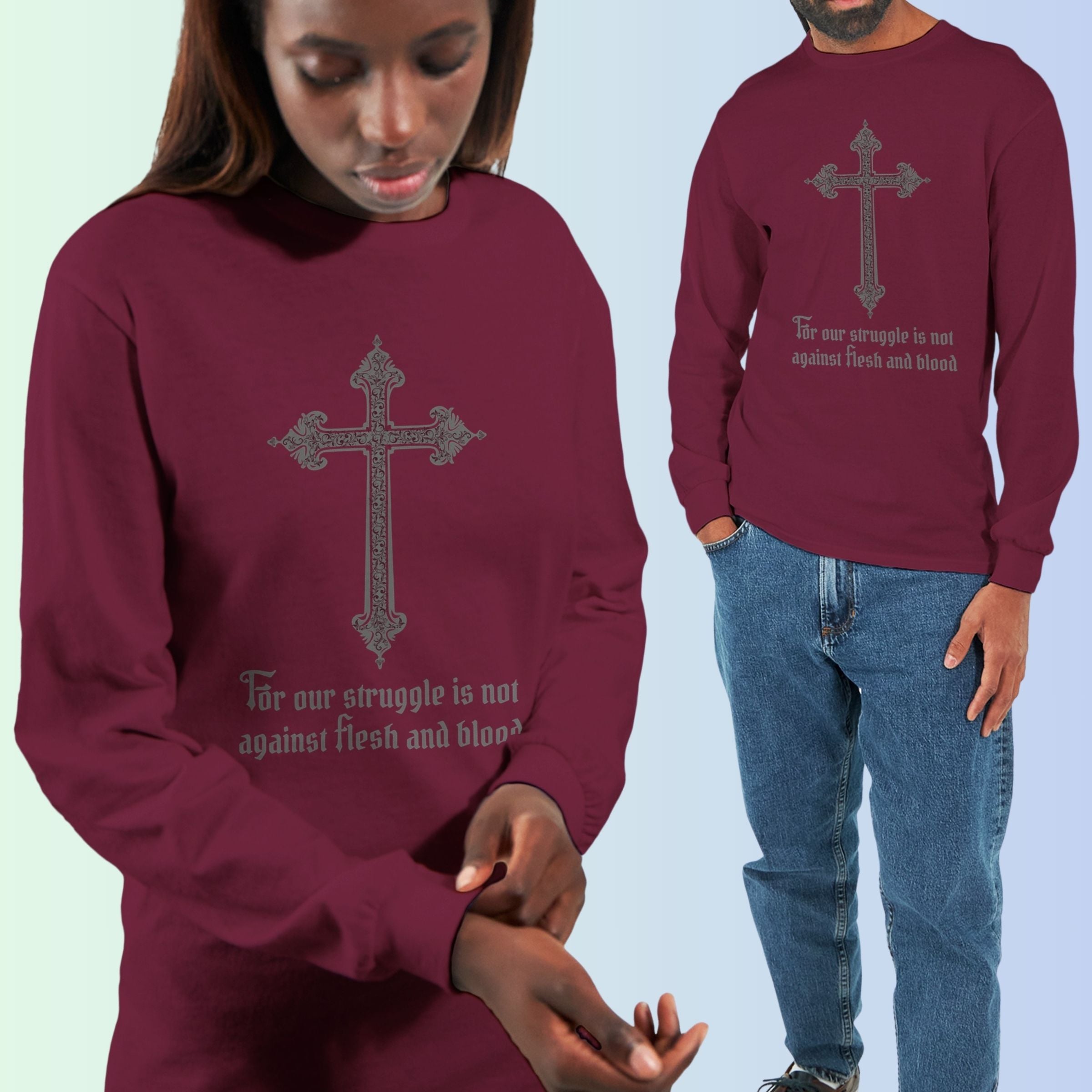 Christian Long Sleeve Scripture Shirt | Bible Verse Cross Tee