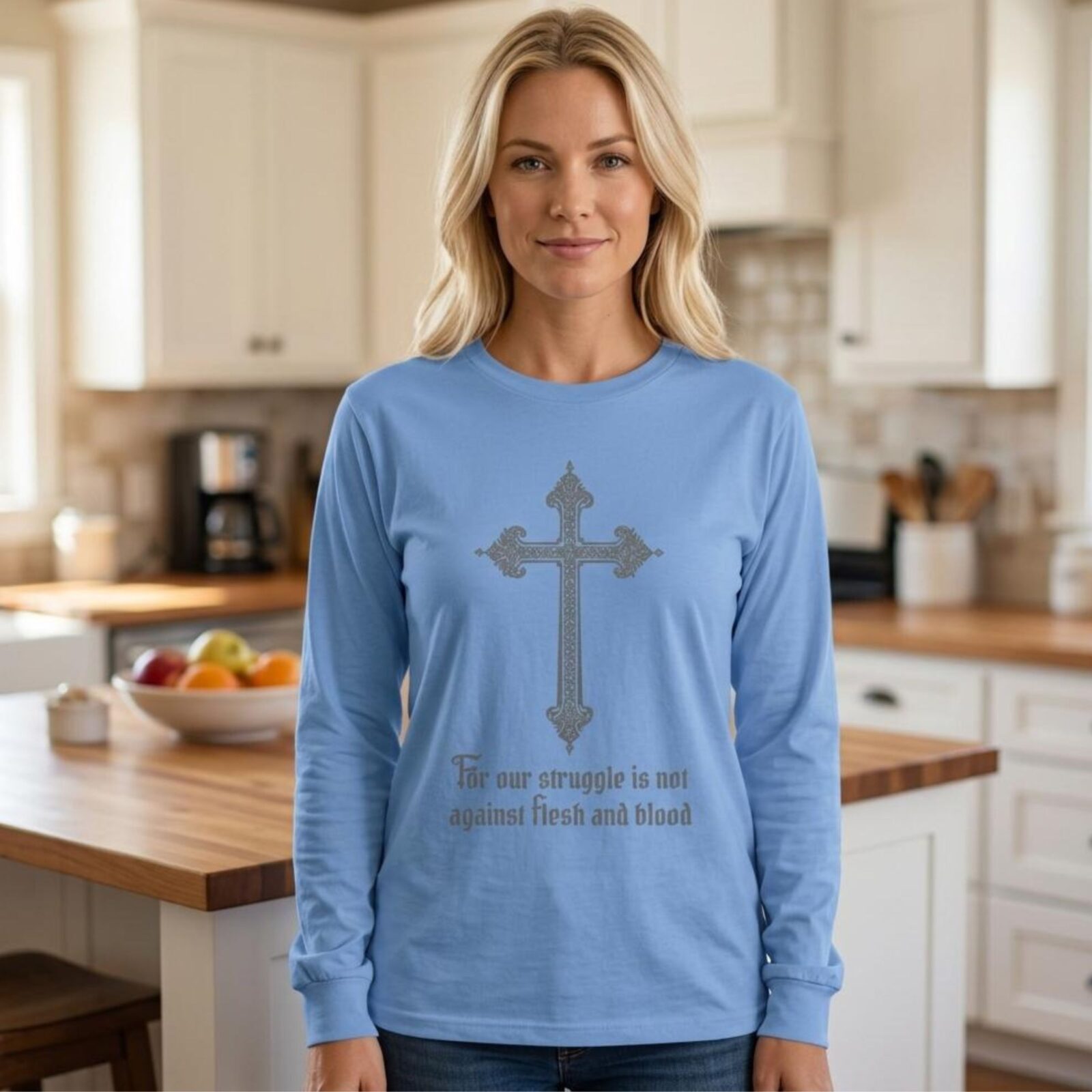 Christian Long Sleeve Tee - Unisex - Struggle Is Not Flesh - Image 2