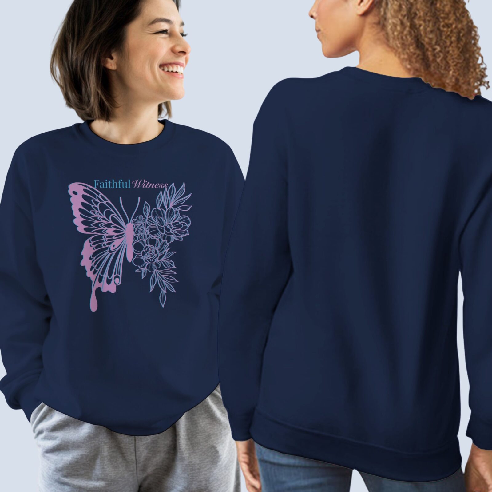 Christian Women Sweatshirt Faithful Witness Front & Back