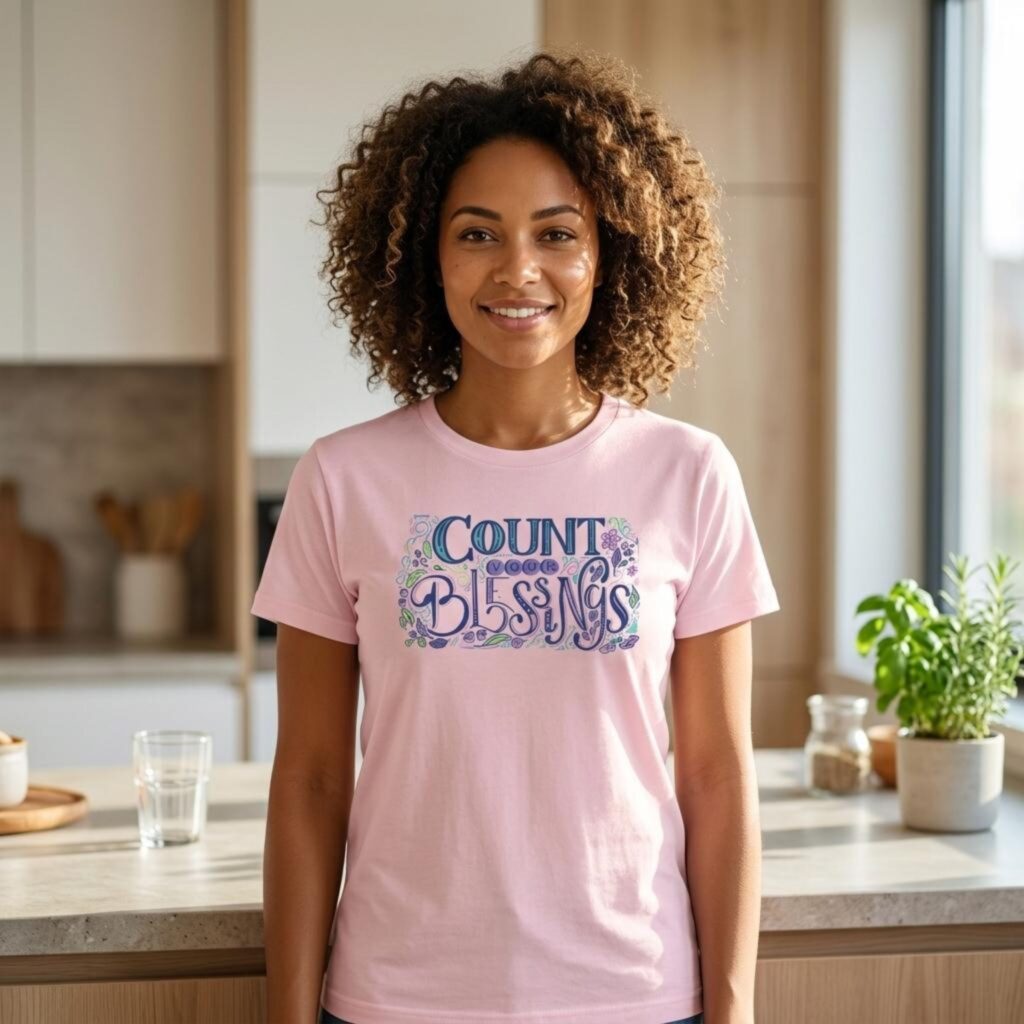 Count Blessings Tshirt Woman Pink