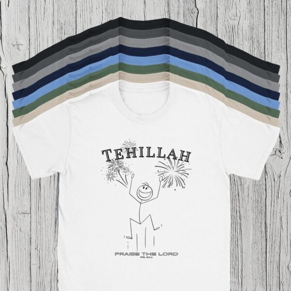 Tehillah Tshirt 8 Colours There are 8 colour options for this Christian t-shirt: black, charcoal, Rs sport grey, navy, Carolina blue, military green, sand, and white.