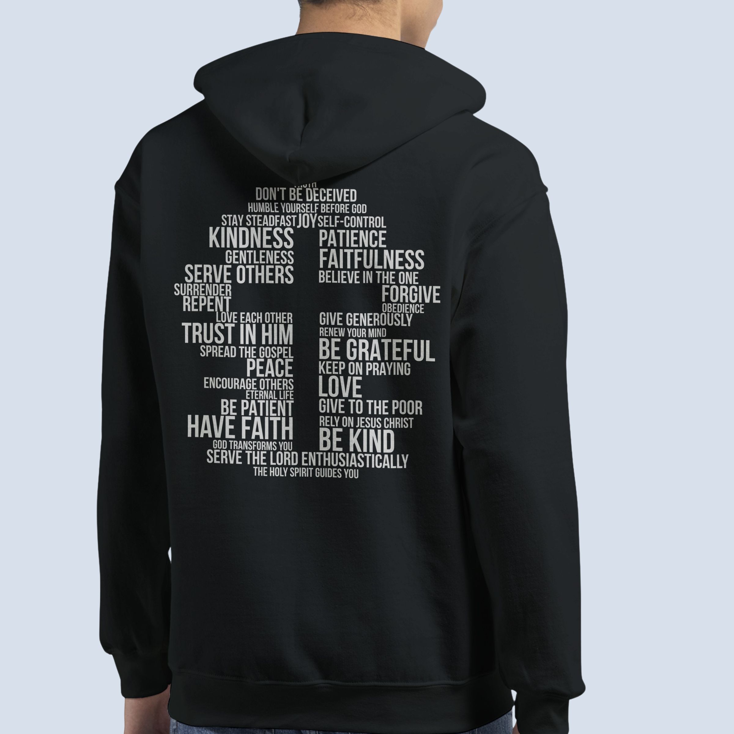 Christian Cross Zip Hoodie – Faith Zip Up Hoodie with Inspirational Christian Words