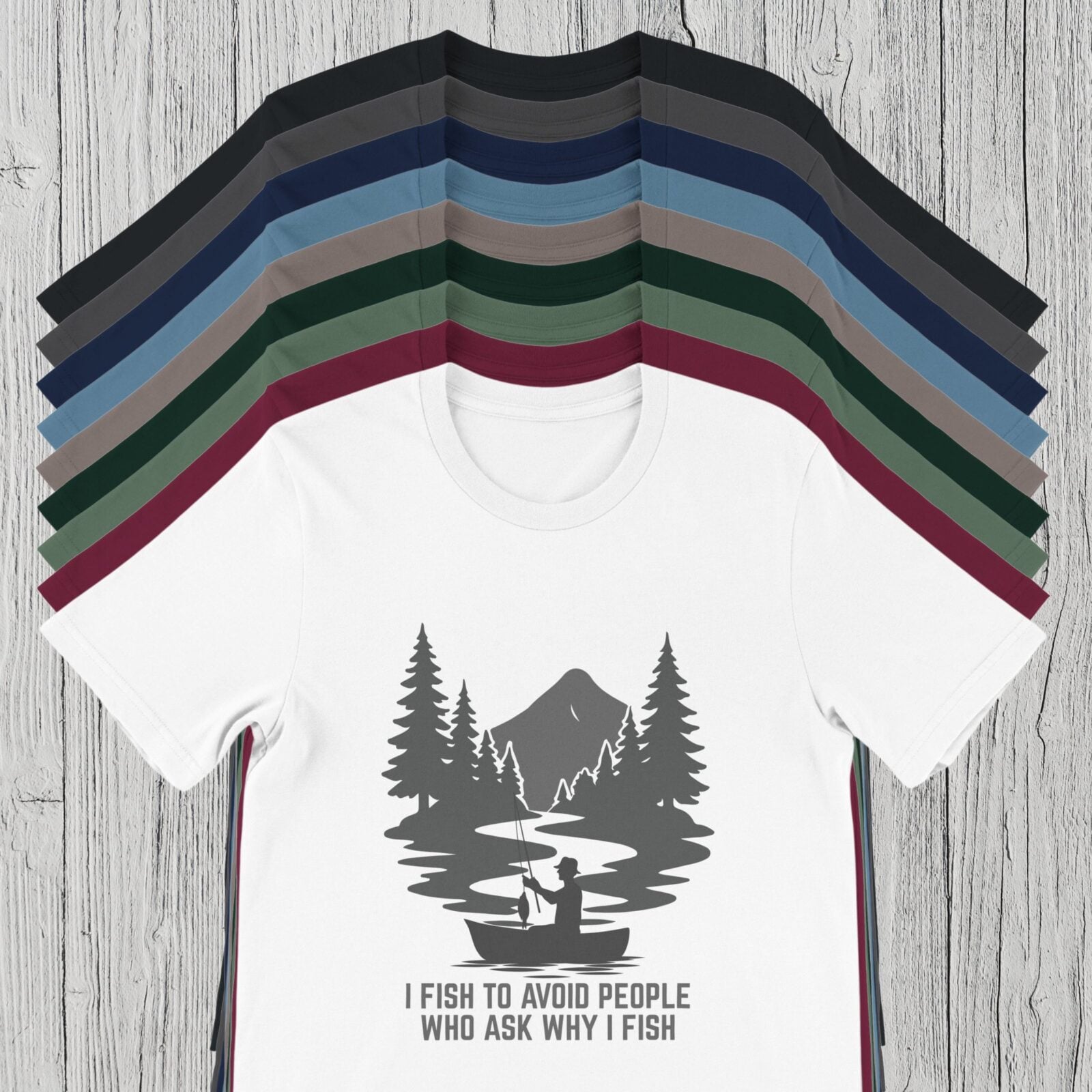 There are 9 colour options for the t-shirt: black, dark grey, navy, steel blue, pebble brown, forest, military green, maroon and white.