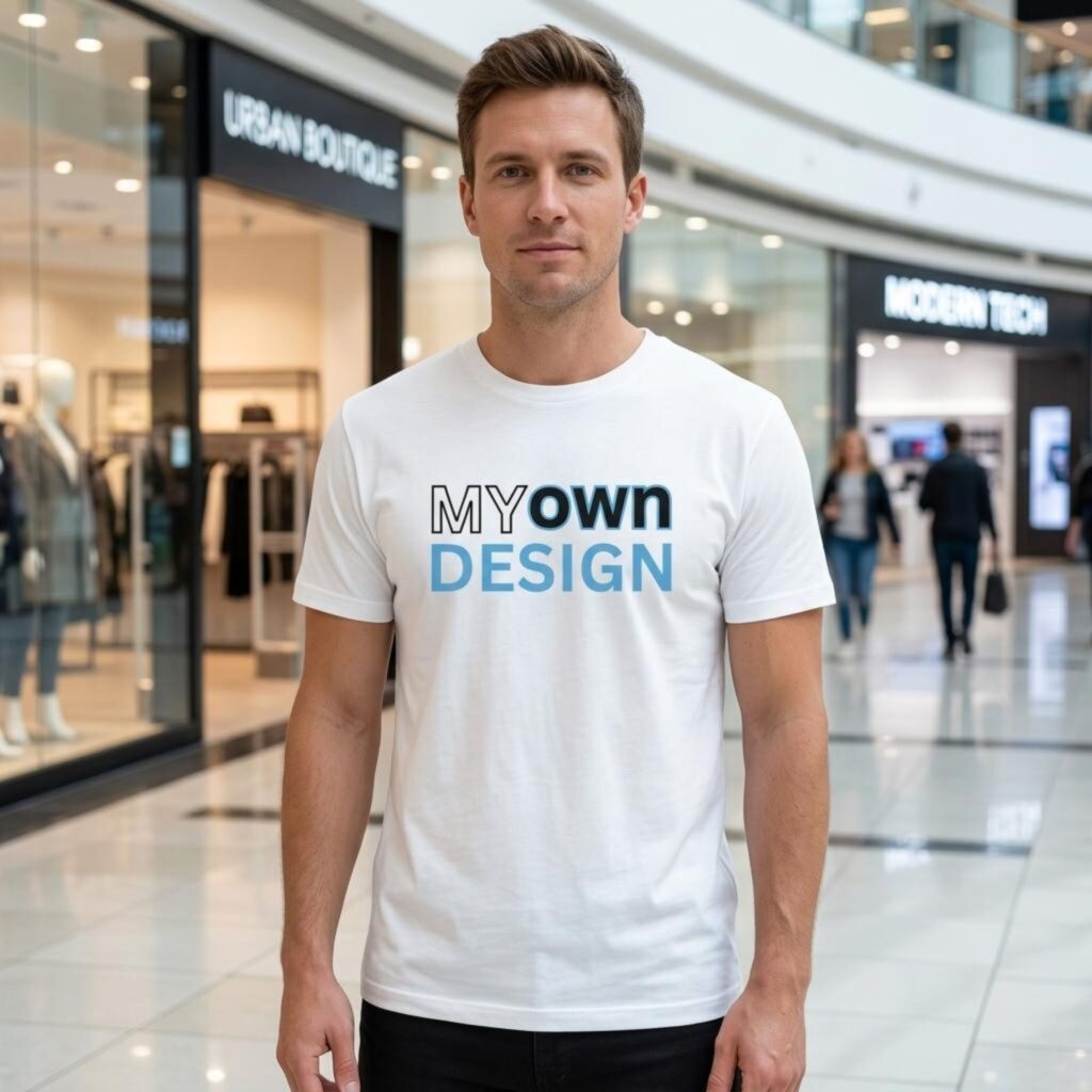Man wearing a custom design t-shirt
