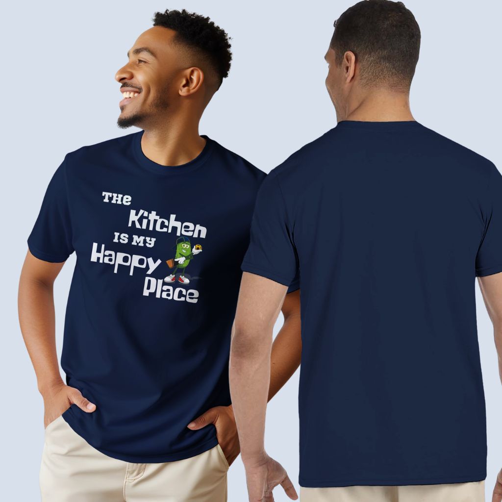 Front and back view of the t-shirt. The design is printed on the front of the t-shirt only.